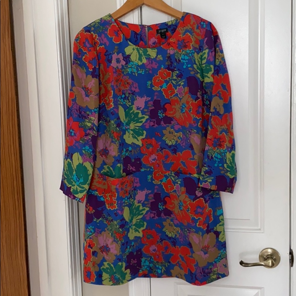 J. Crew Floral Print Shift Dress w/ Pockets Size 2